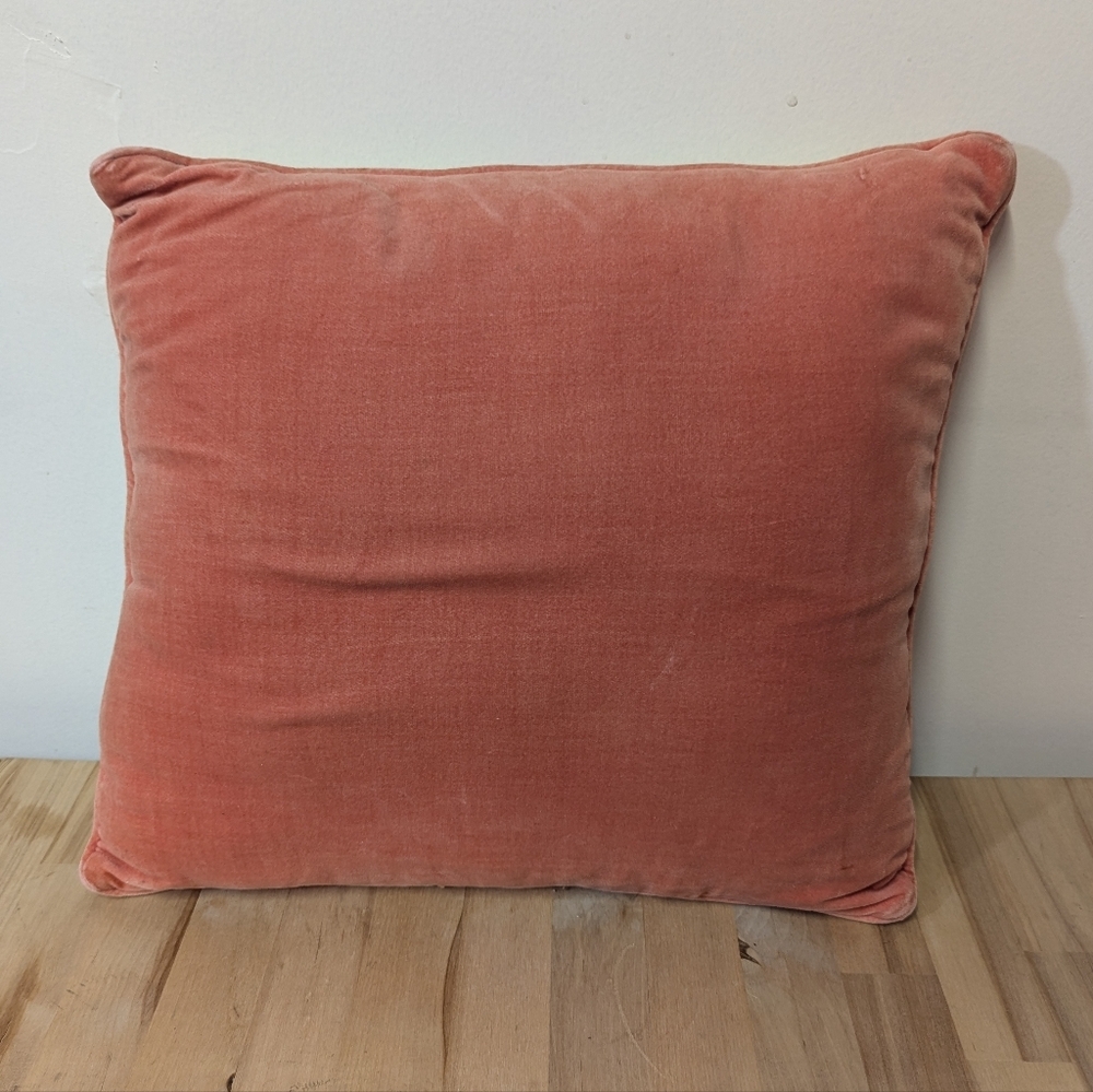 MCM Needlepoint Orange Geometric Throw Pillow Velvet Flame Stitch Vintage - Picture 3 of 5